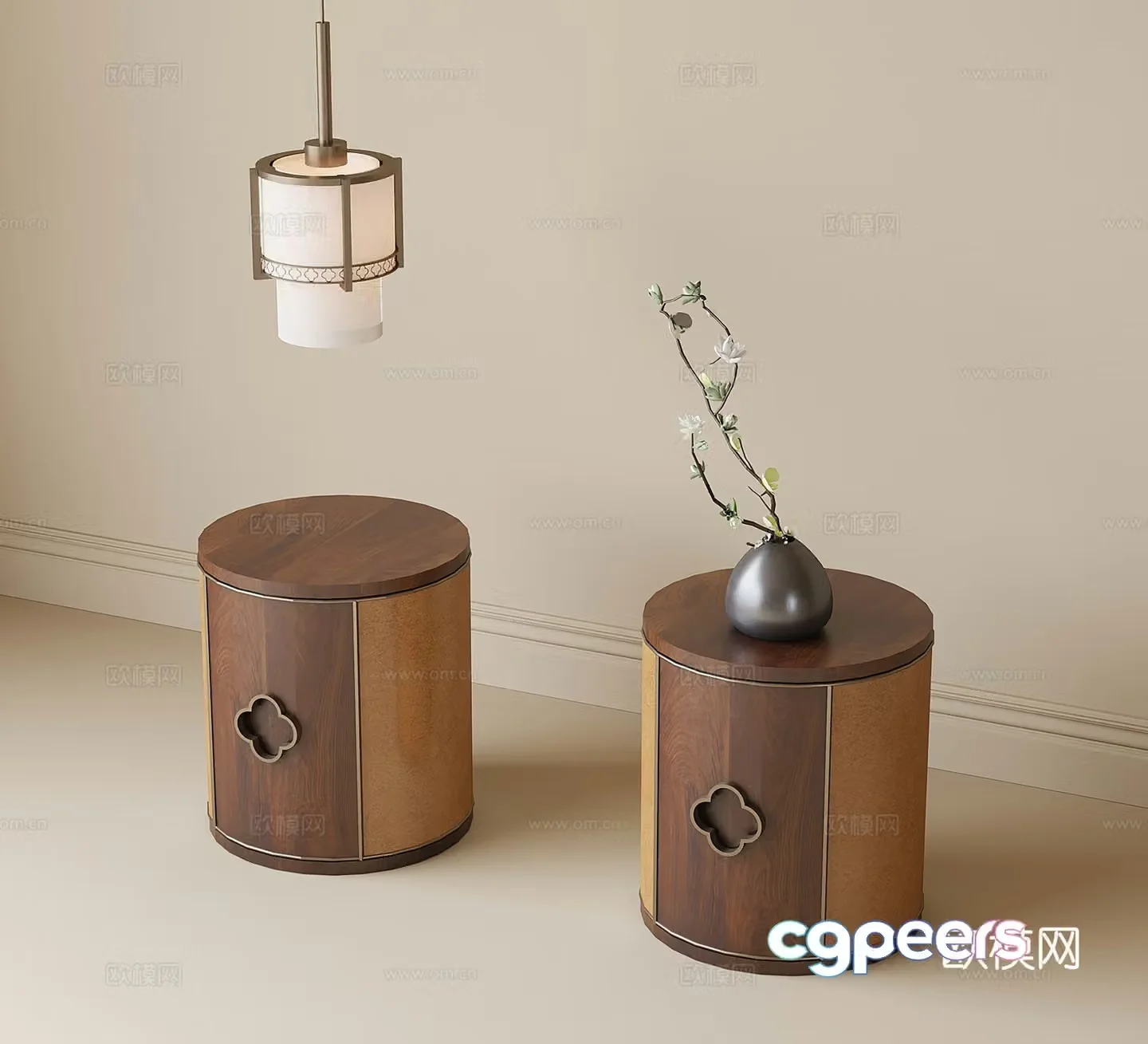 New Chinese style bedside table 3d model