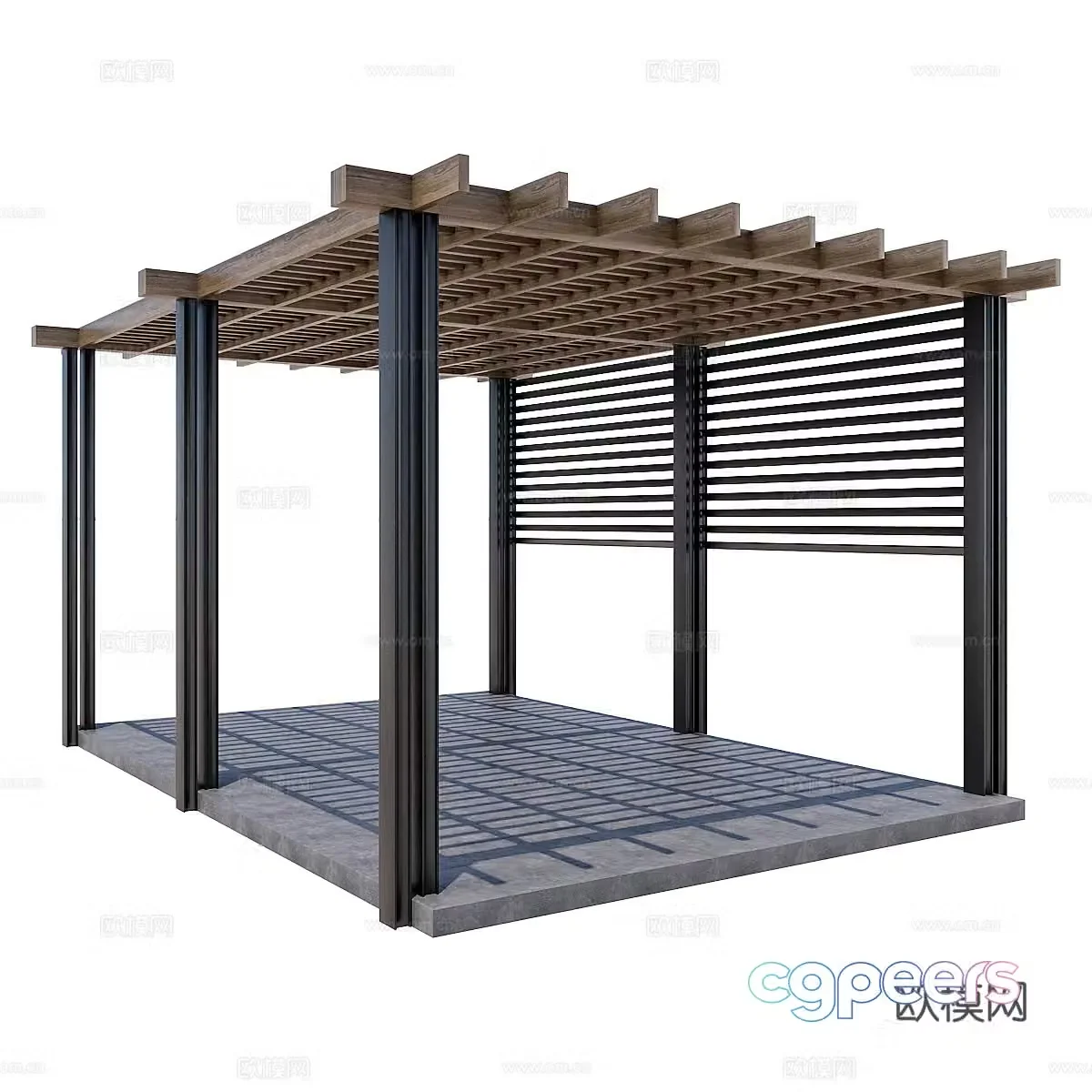 New Chinese style courtyard pavilion pergola 3d model