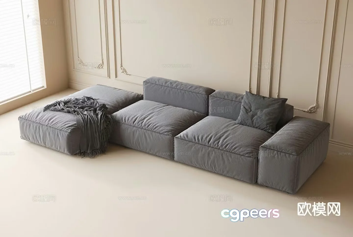 Modern multi-seater sofa corner sofa 3d model