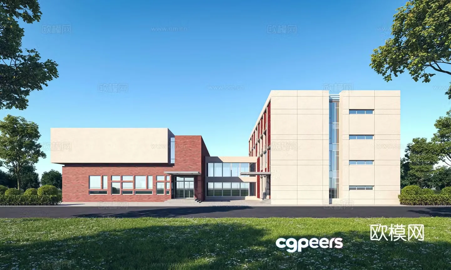 Modern office building exterior 3d model