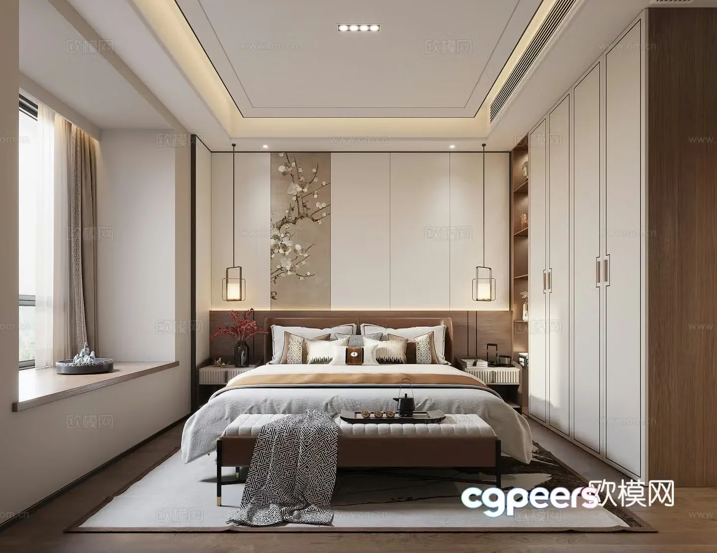 New Chinese bedroom 3D model