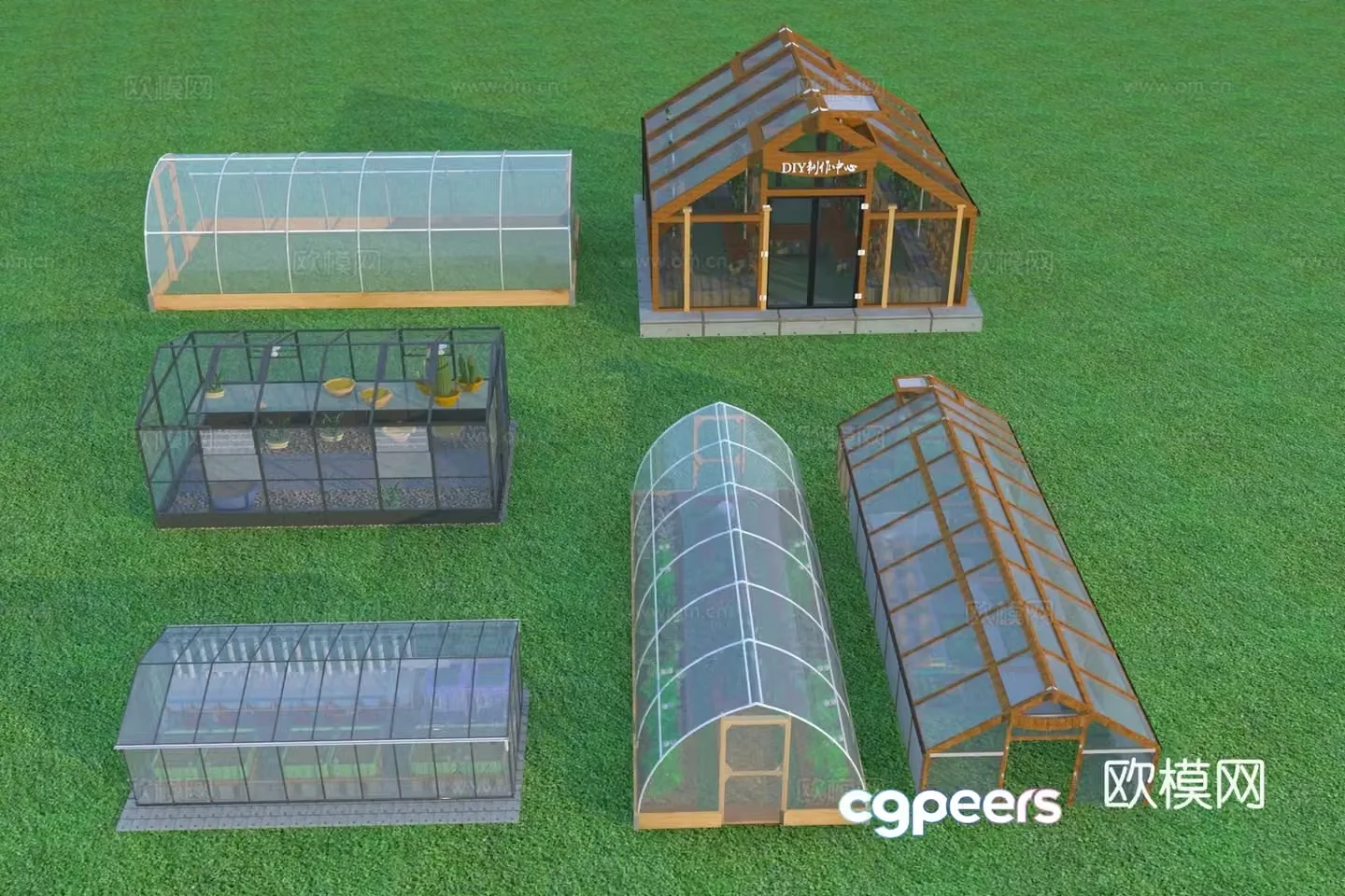 Modern sun room greenhouse 3D model