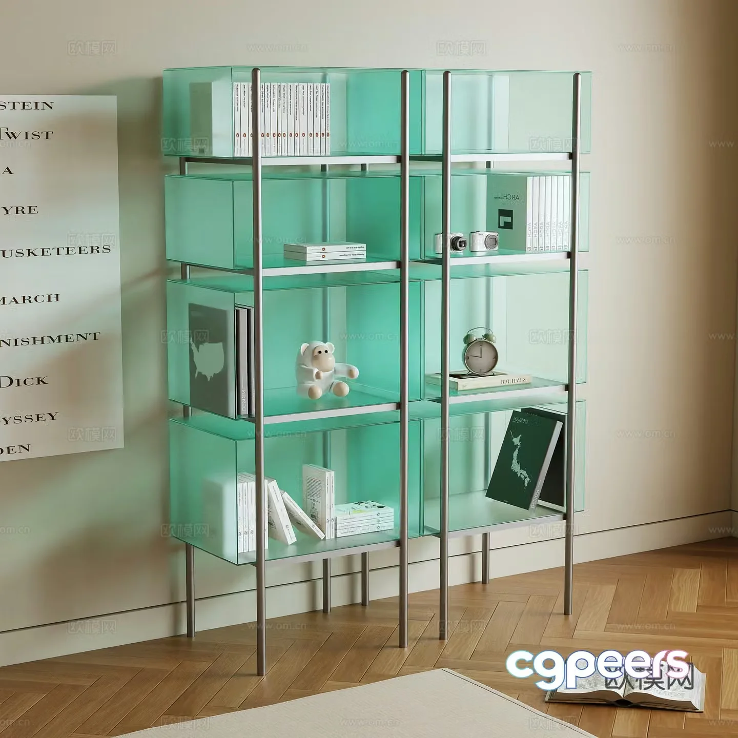 Modern shelf bookshelf 3d model