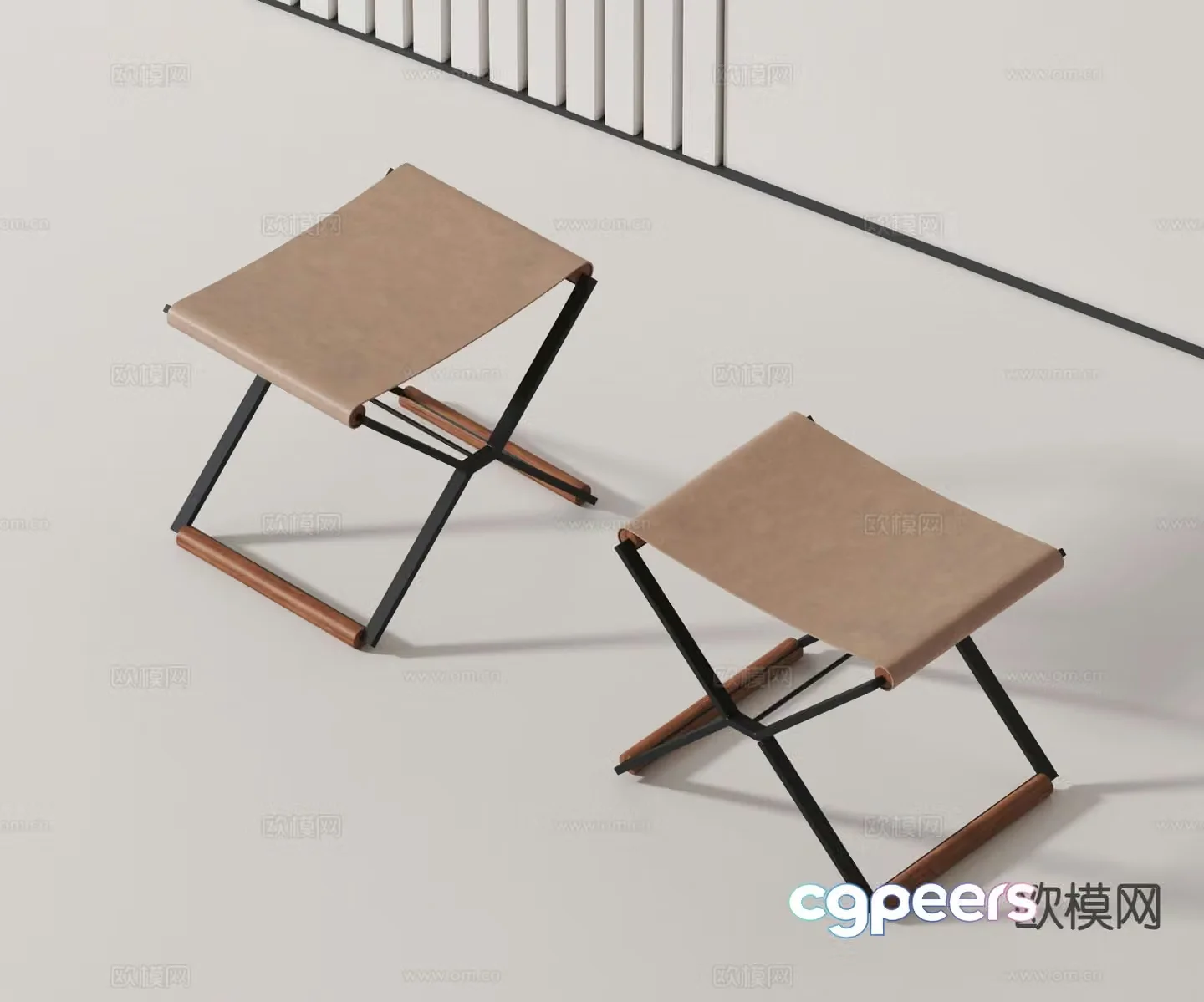 Modern stool low stool sitting stool 3d model