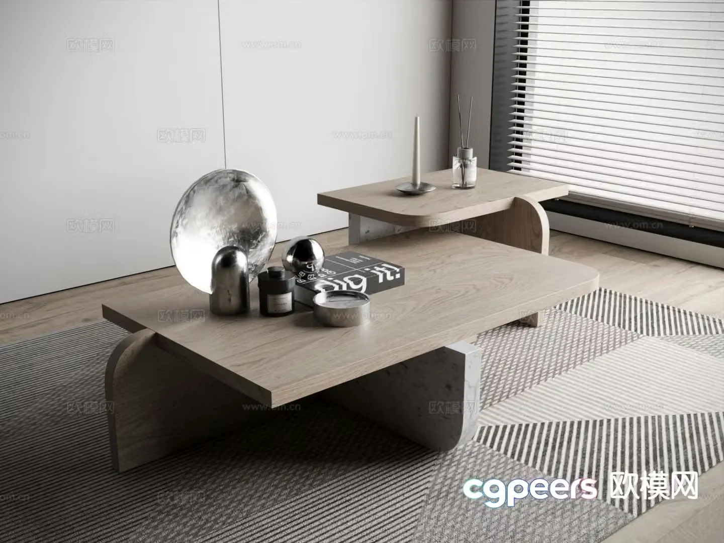 Modern double coffee table 3d model