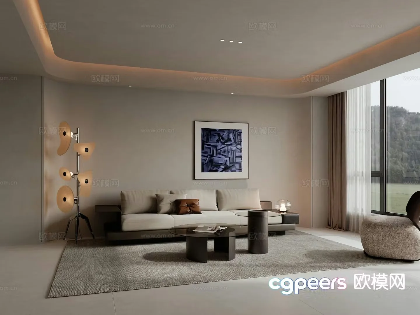 Wabi-sabi living room 3d model