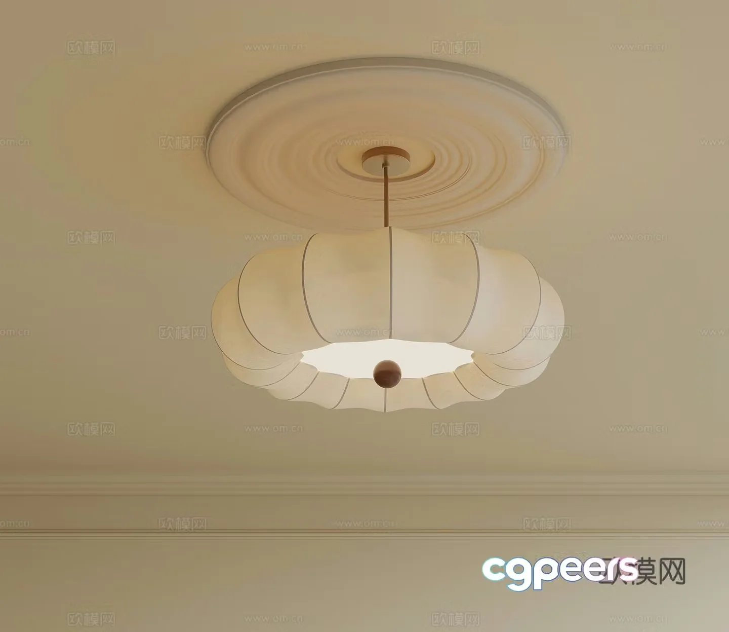 French cream chandelier master bedroom ceiling 3D model