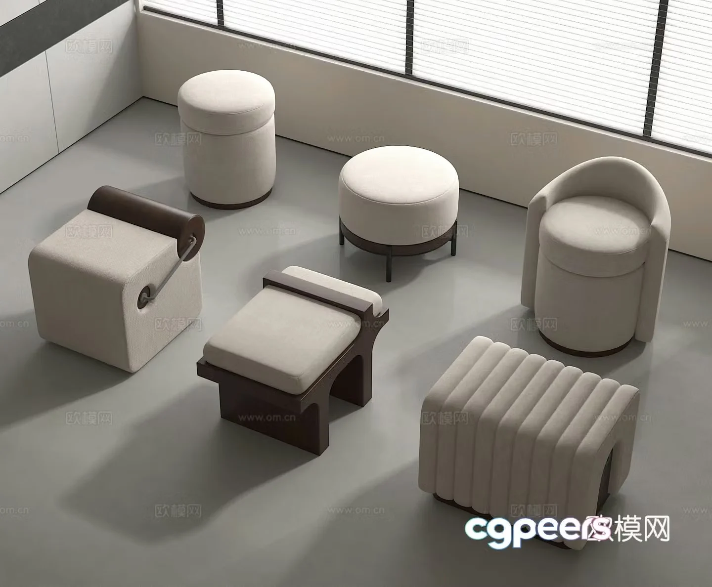 Sofa stool leisure chair makeup stool shoe change stool 3d model