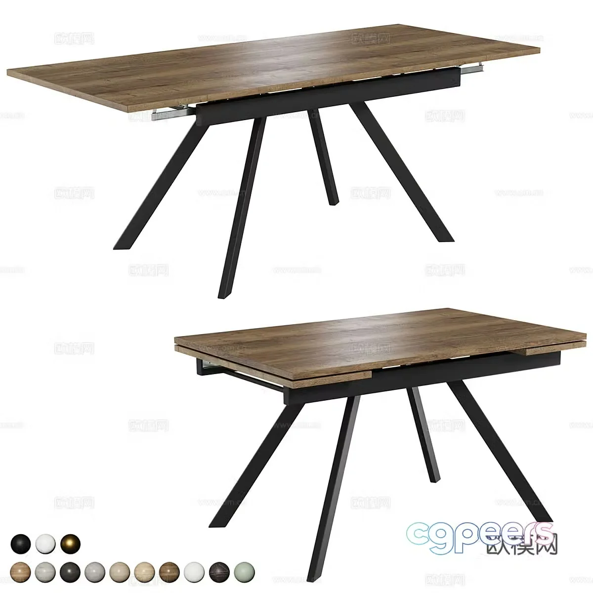 Log dining table 3d model