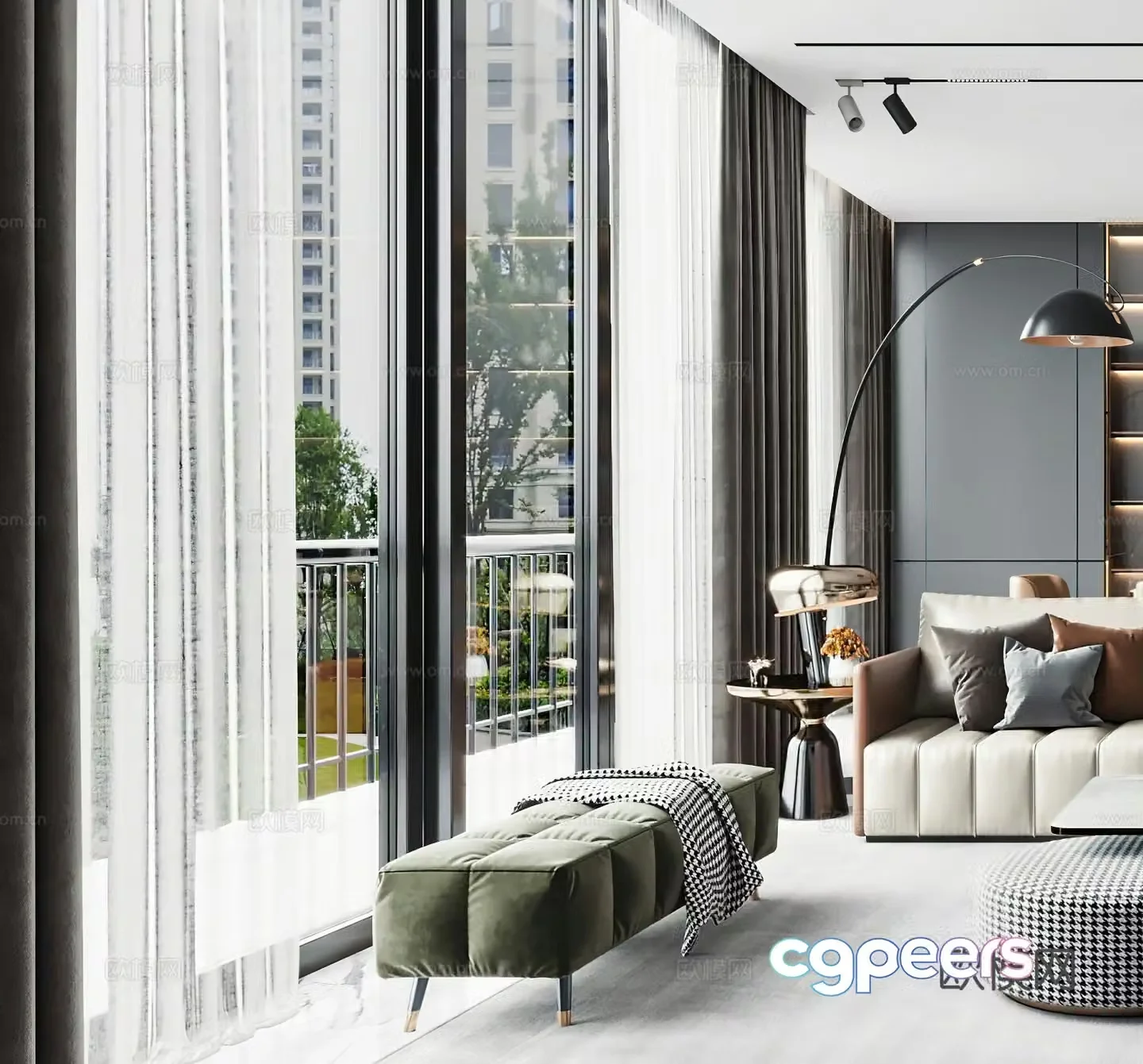 Modern stools light luxury Italian stools modern leisure chairs Italian leisure chairs floor lamps 3d model