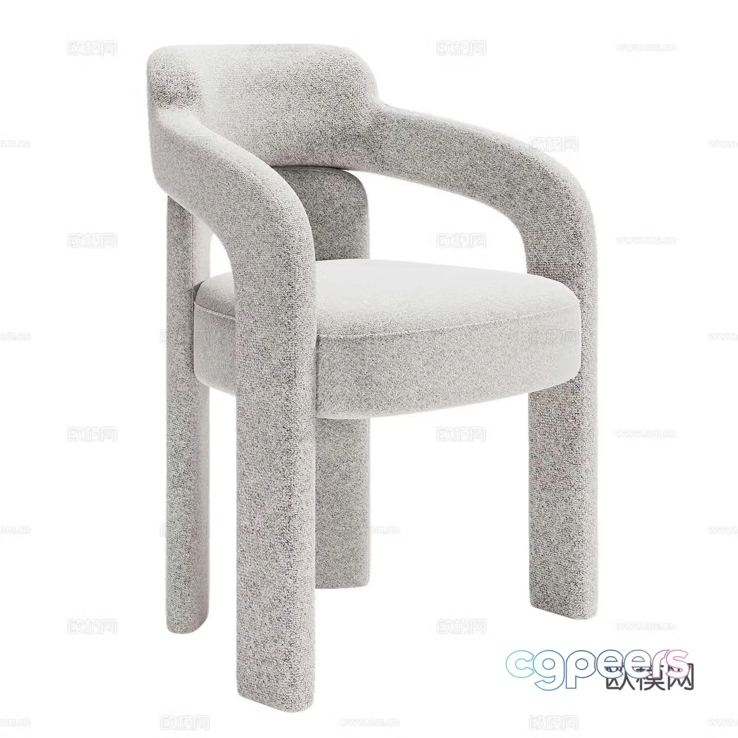 Modern cream style fabric single chair 3d model