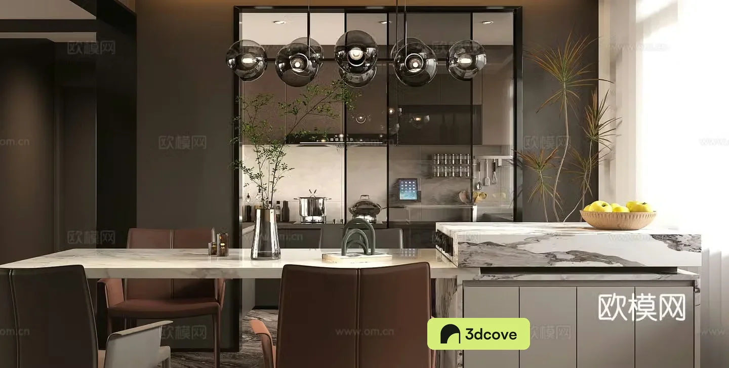 Modern light luxury home restaurant Open restaurant Island restaurant Kitchen restaurant Light luxury sideboard