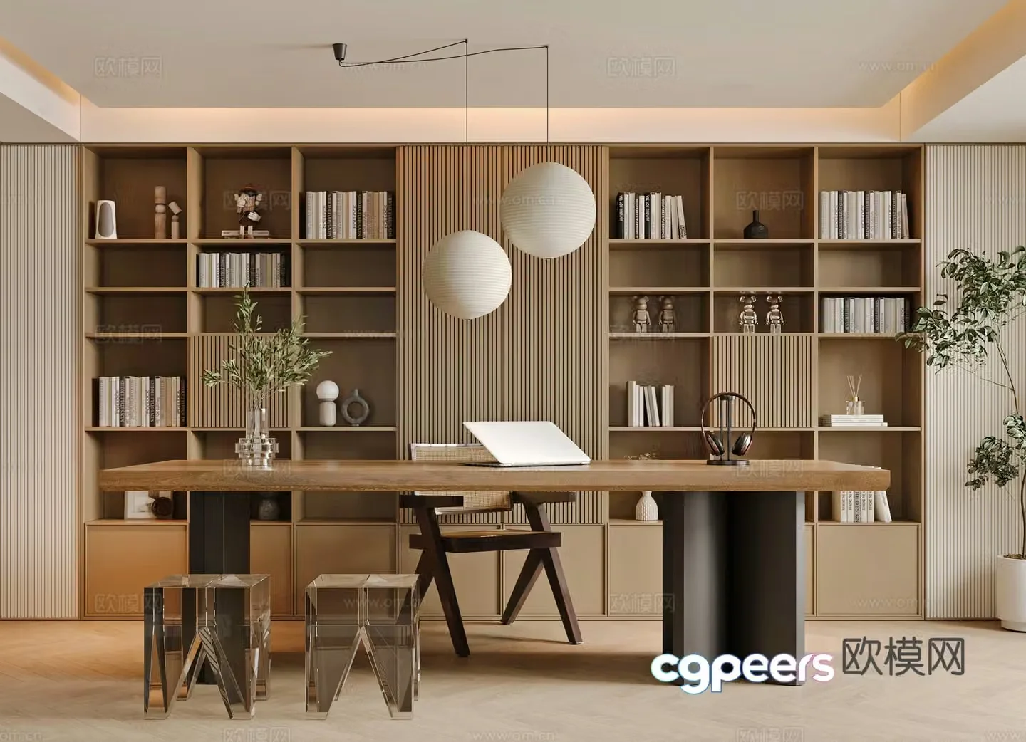 Middle-aged study room 3D model