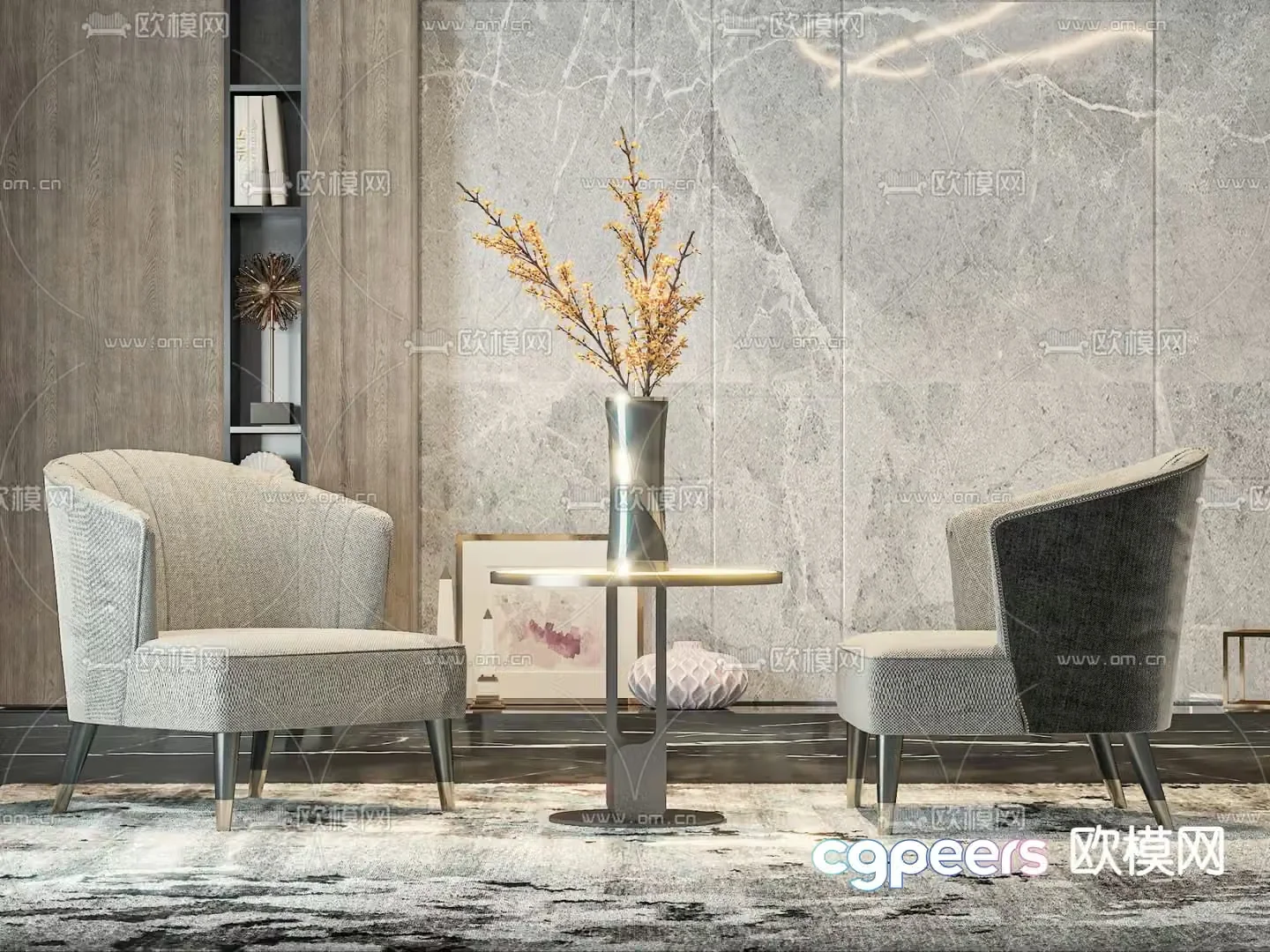 Modern sofa chair leisure chair table 3d model