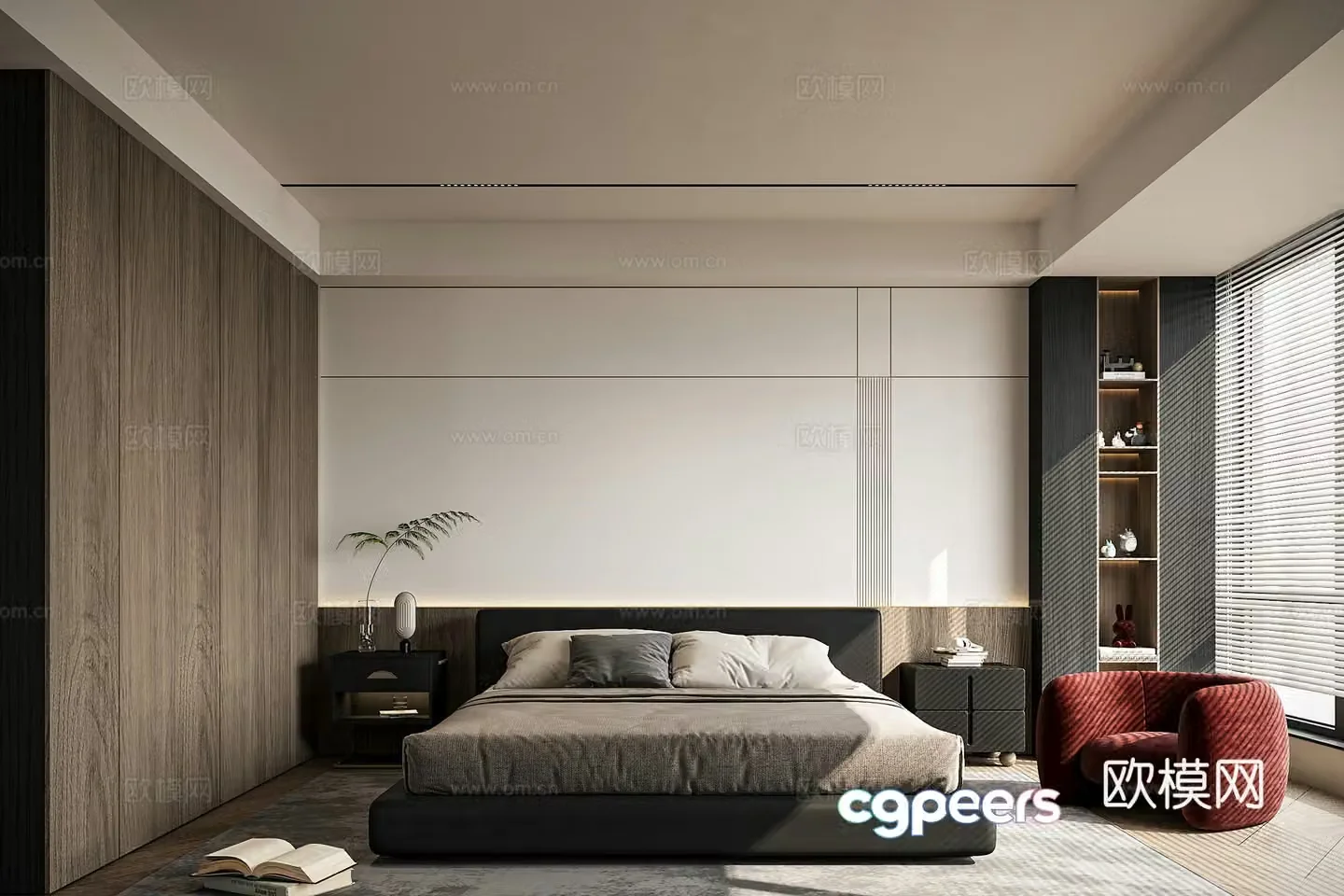 Modern minimalist bedroom 3d model
