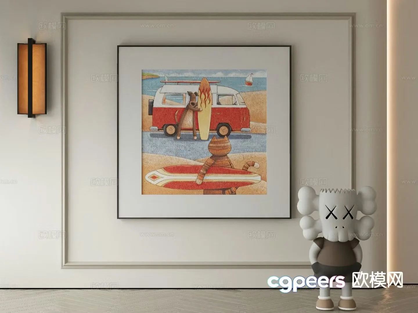 Modern decorative painting cartoon hanging painting 3d model