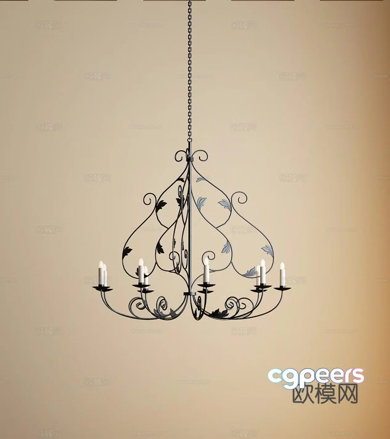 Modern American Wrought Iron Chandelier 3D Model