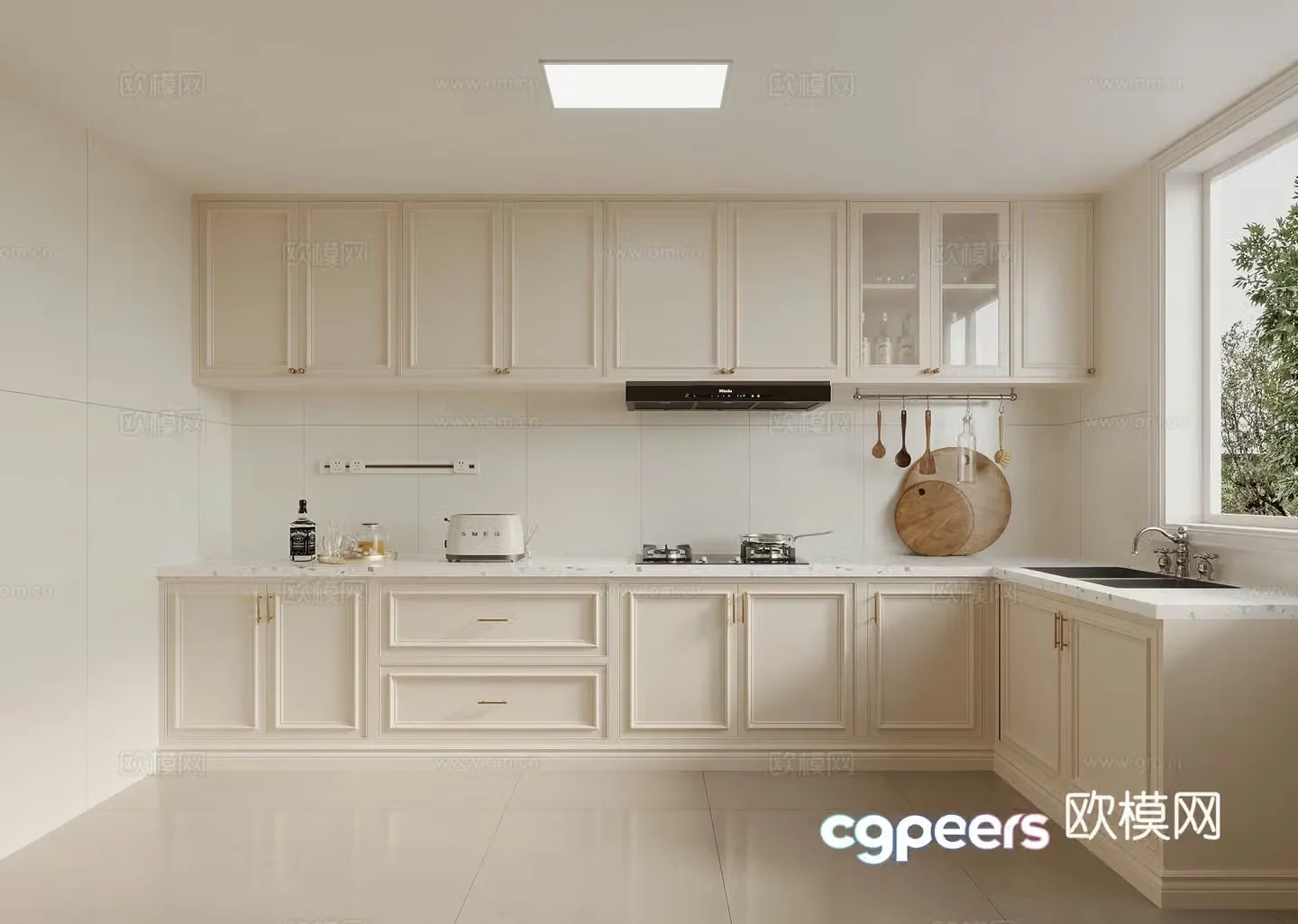French Creamy Kitchen 3d Model