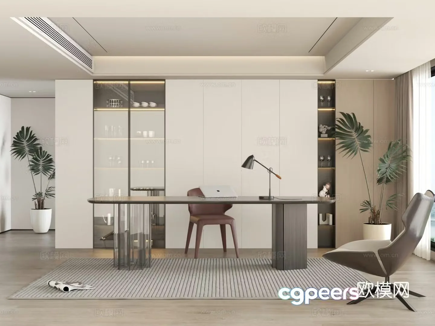 Modern light luxury tea room office 3d model