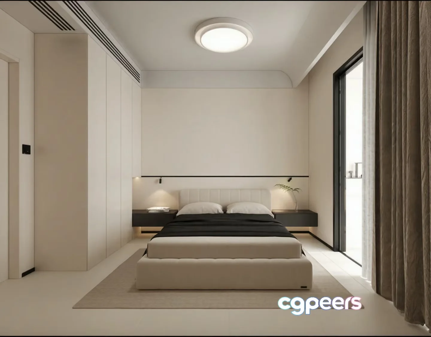 Modern Minimalist Bedroom 3D Model – 11334 – CORONA Render