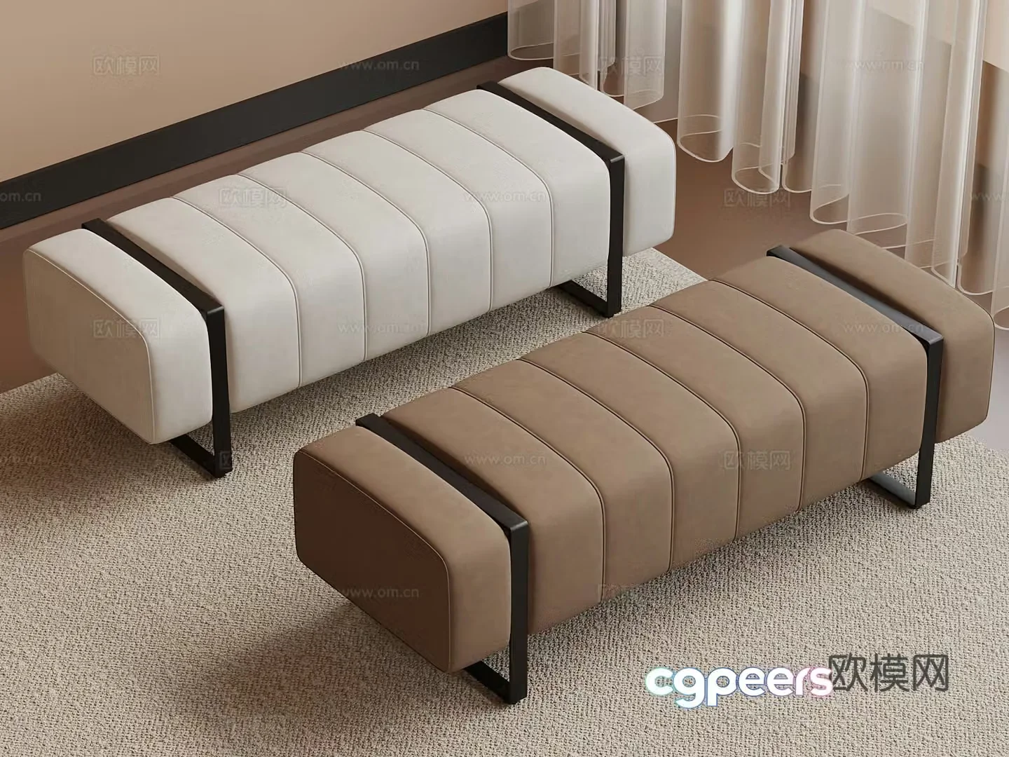 Bed tail stool Modern bed stool Sofa stool 3d model