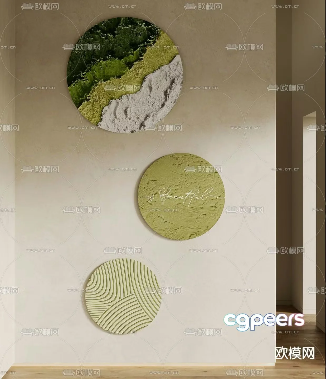 Circular decorative painting Texture painting Abstract painting 3d model