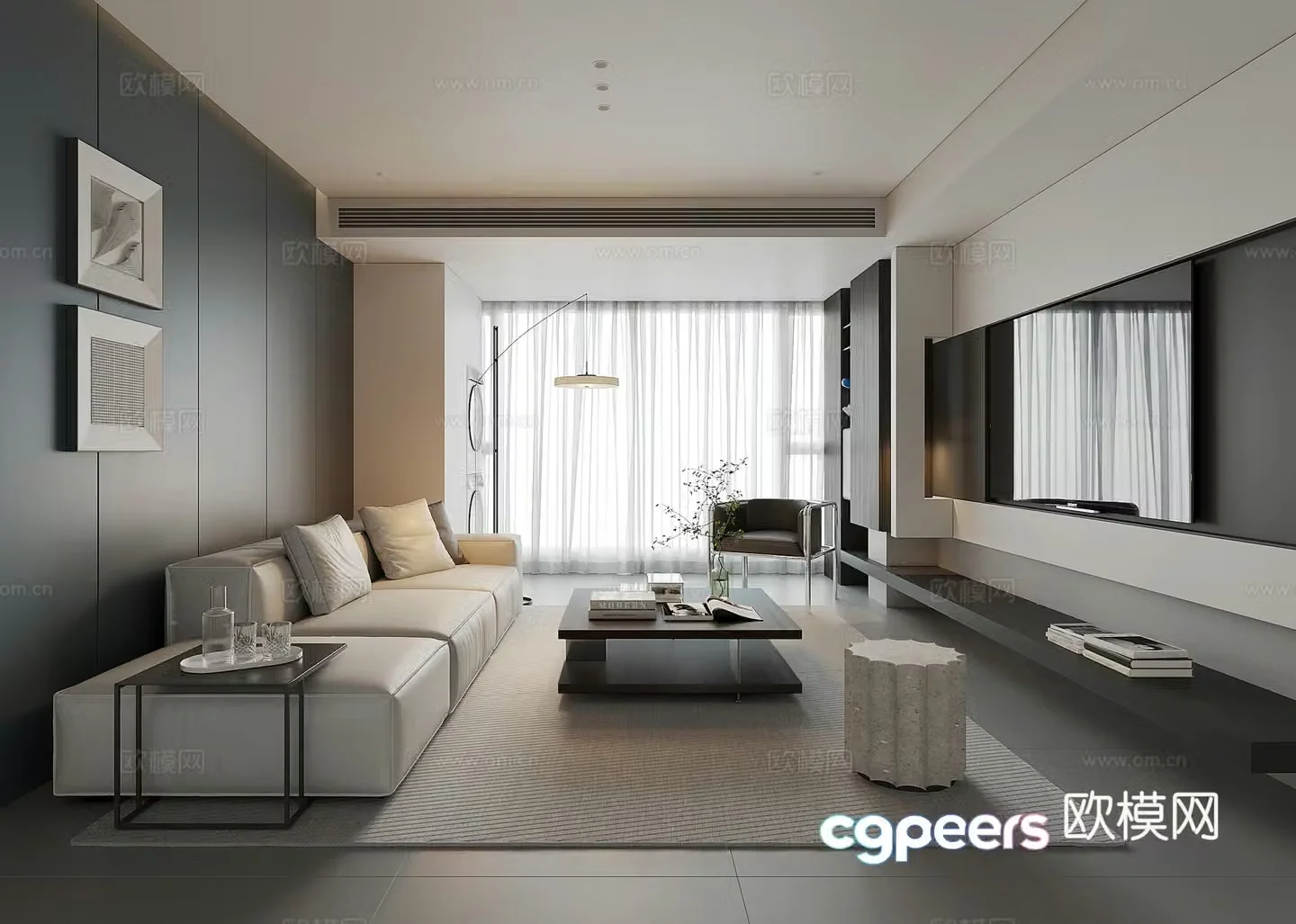 Modern home living room 3d model