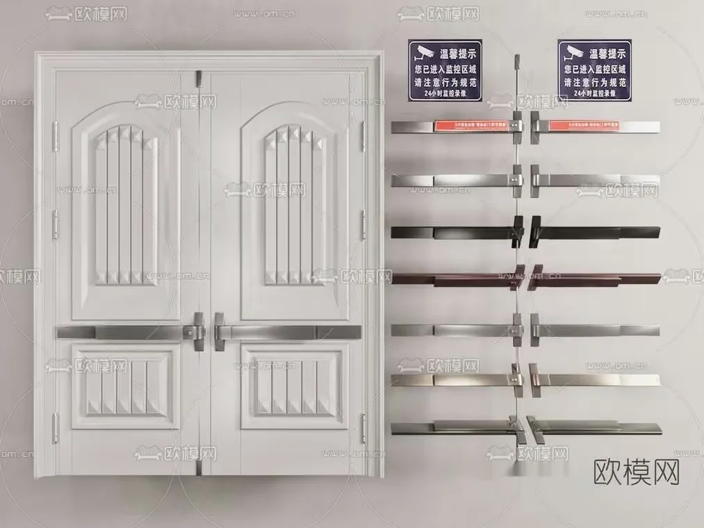 A Collection Of Doors And Door Handles 3D Model – 887 – VRAY Render