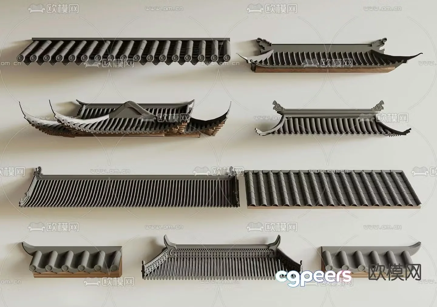 Chinese roof eaves eaves tile 3d model