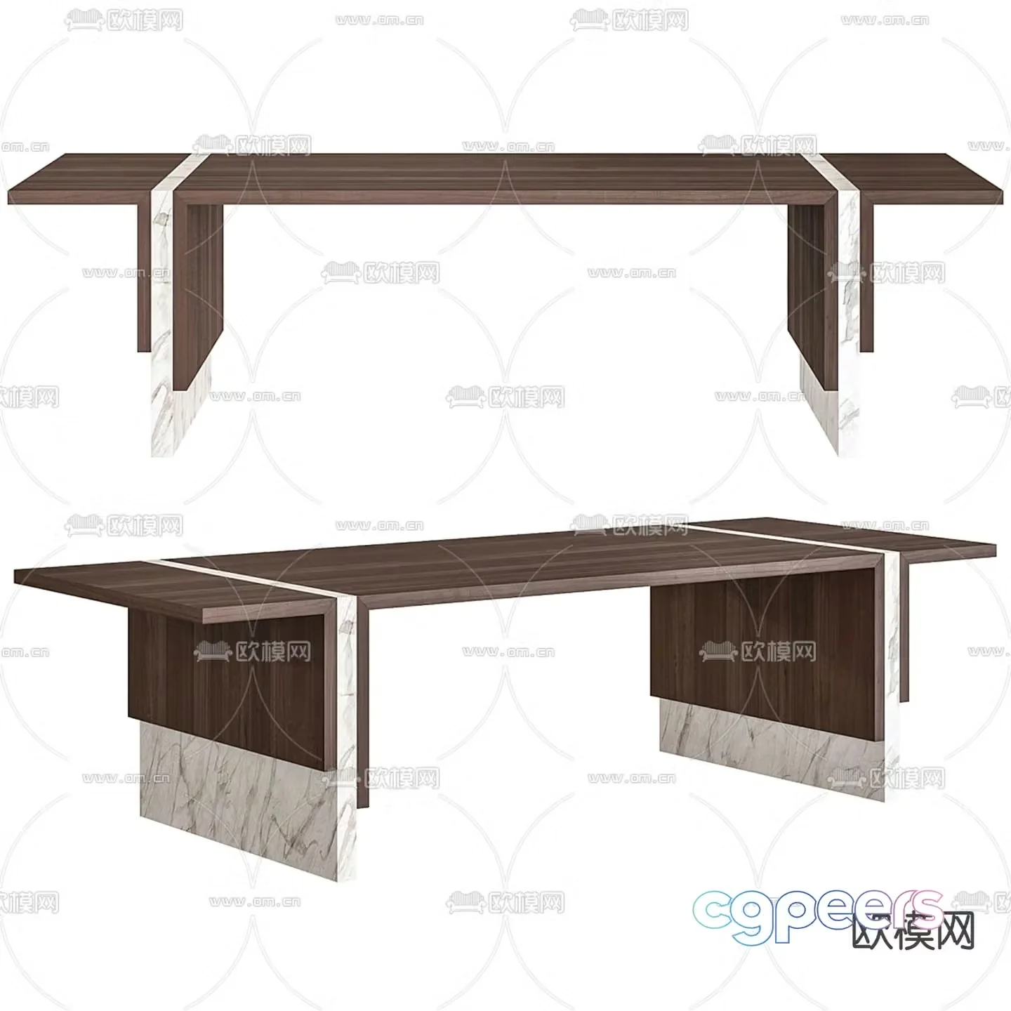 Modern dining table wooden dining table 3d model