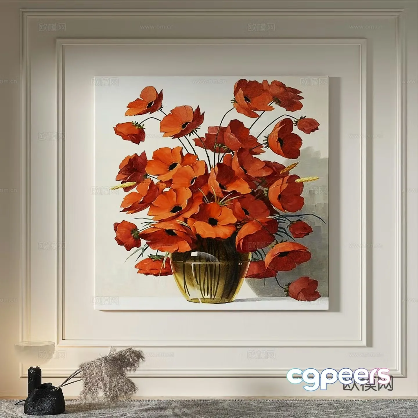 Modern creamy style simple texture abstract light luxury wasabi three-dimensional decorative painting 3d model