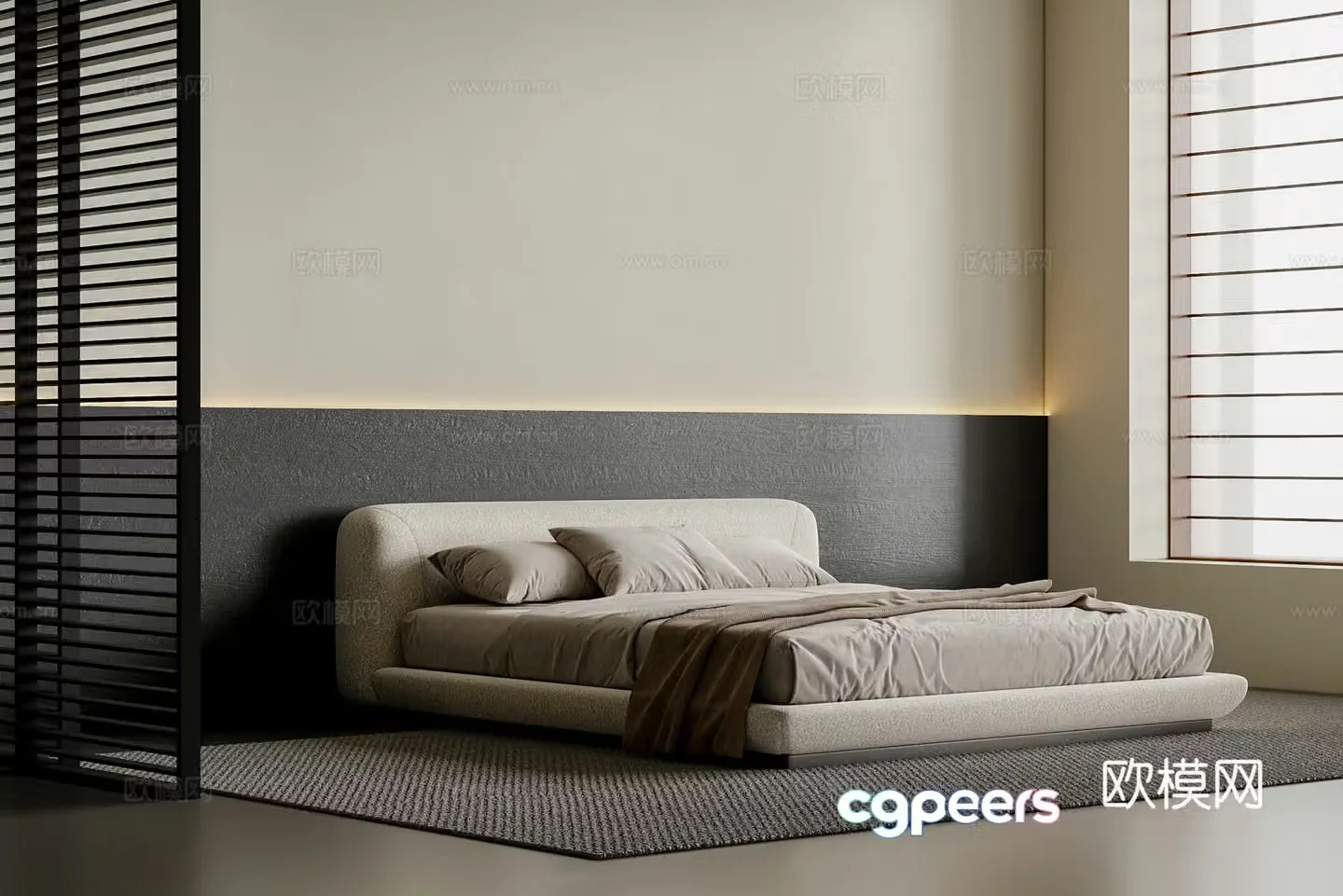 Modern double bed 3d model