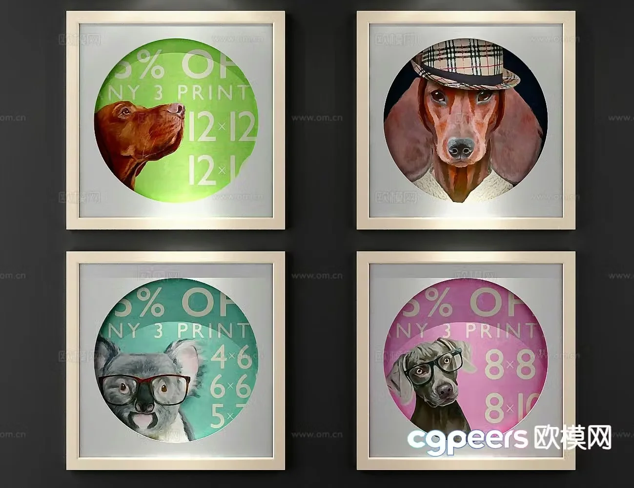 Modern personality painting animated hanging painting decorative painting 3d model