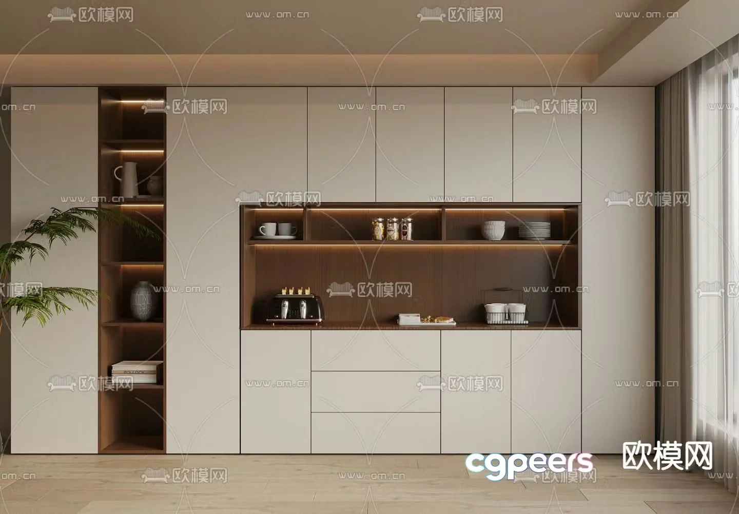 Middle-aged wine cabinet sideboard 3D model