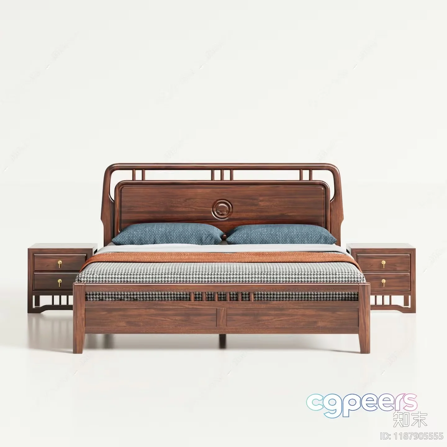 A Wooden Bed 3D Model – 10513 – VRAY Render