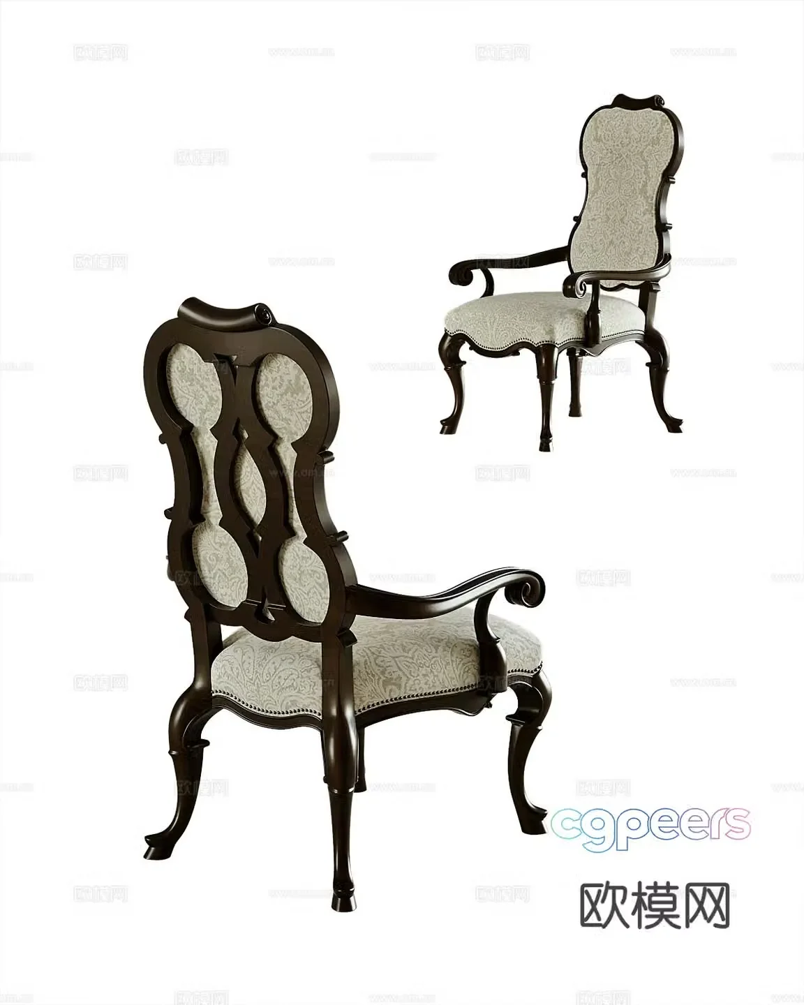 American single chair dining chair 3d model