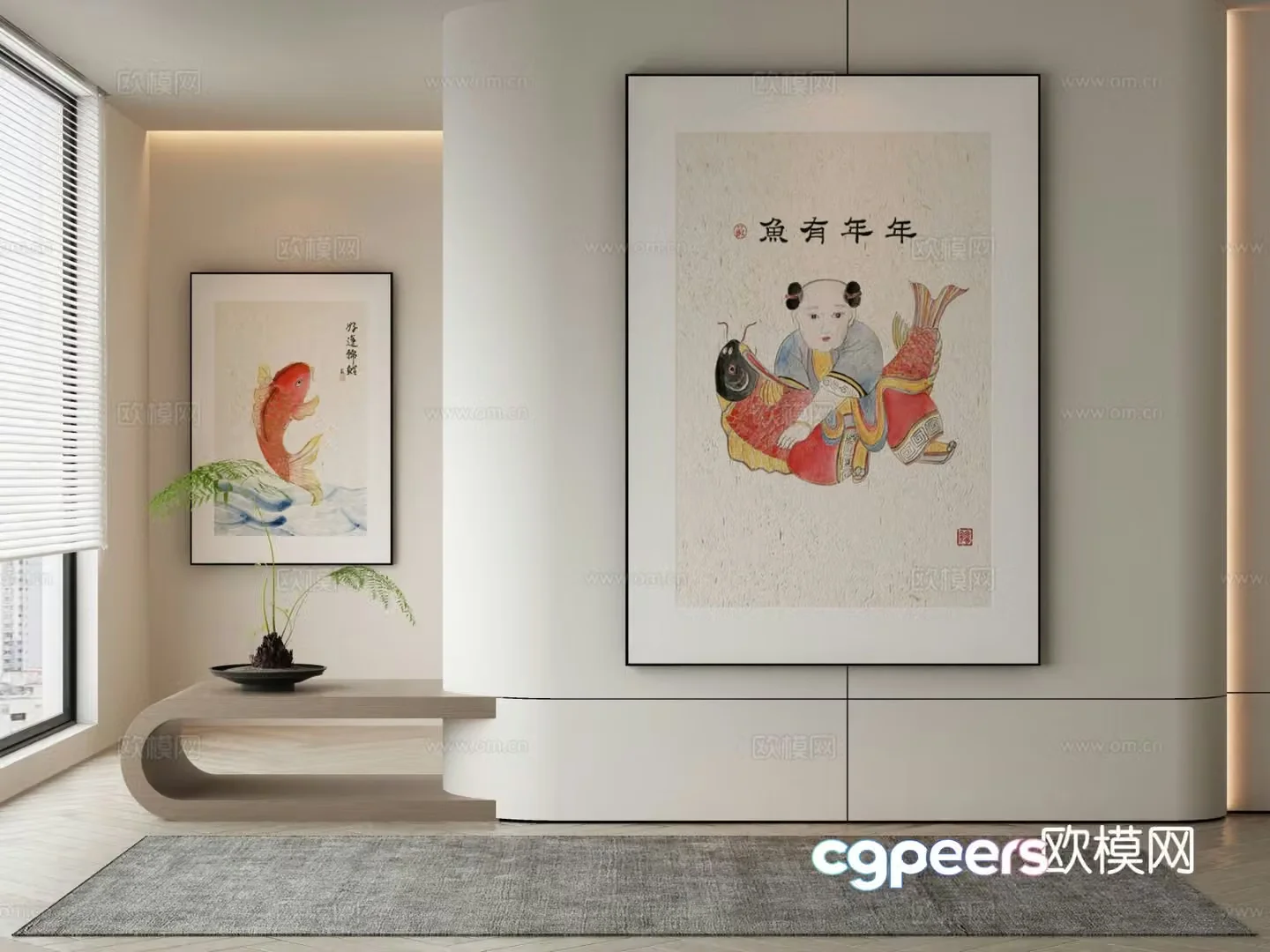 New Chinese New Year Pictures Decorative Painting 3D Model