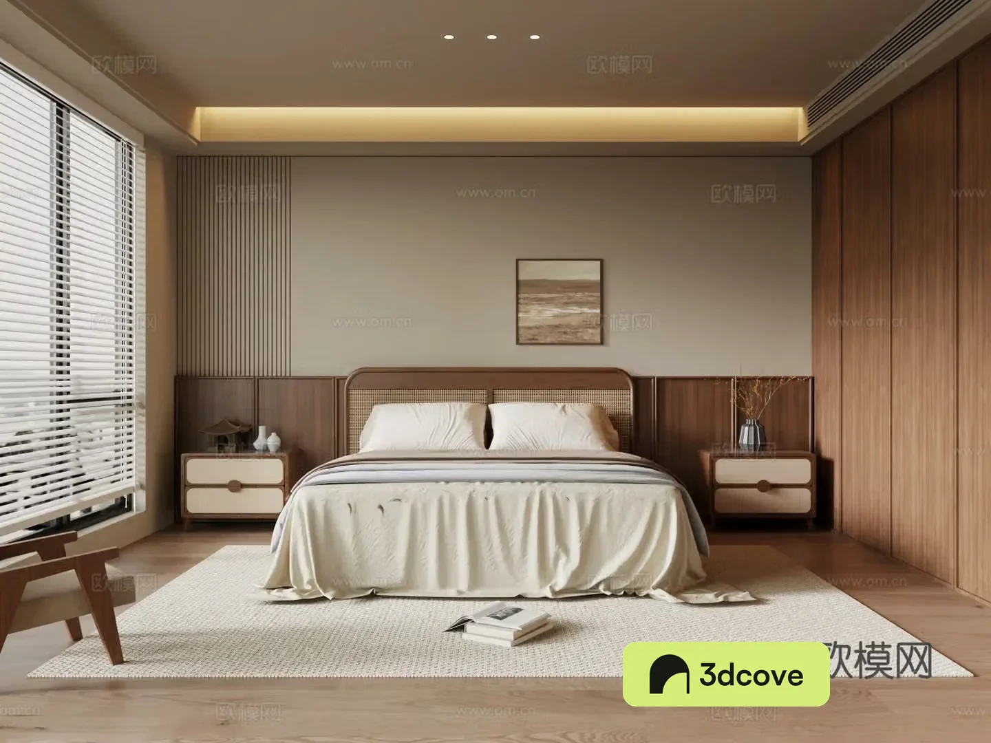 Wasabi Bedroom Bedside Table Double Bed 3D Model