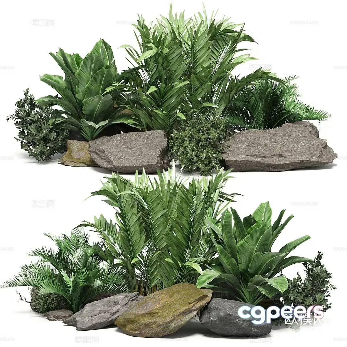 Modern garden plant pile 3d model