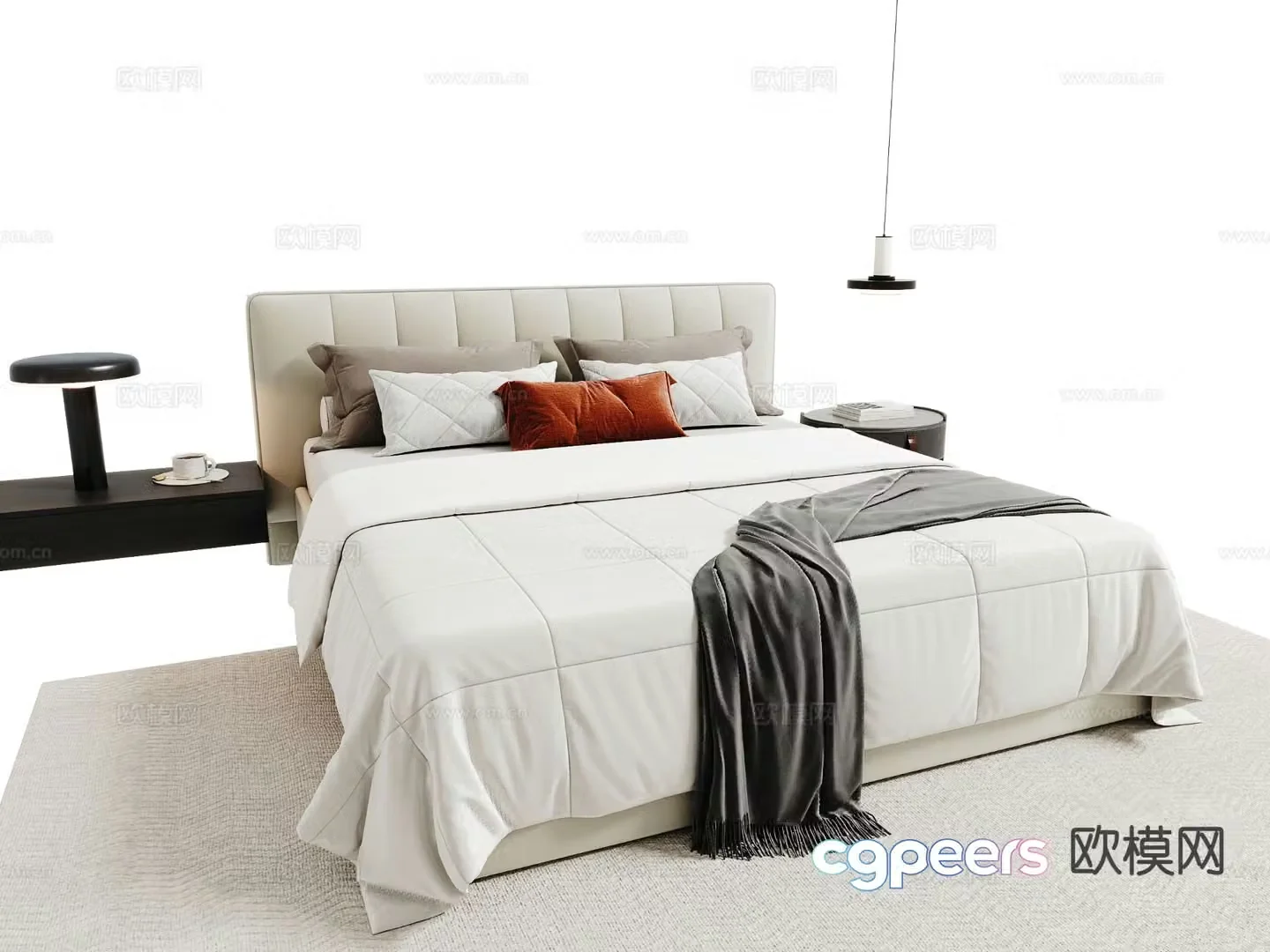 Modern double bed 3d model