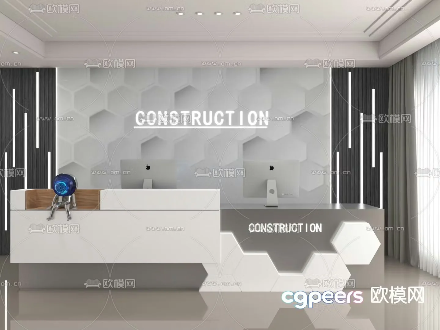 Modern front desk reception desk service desk 3d model