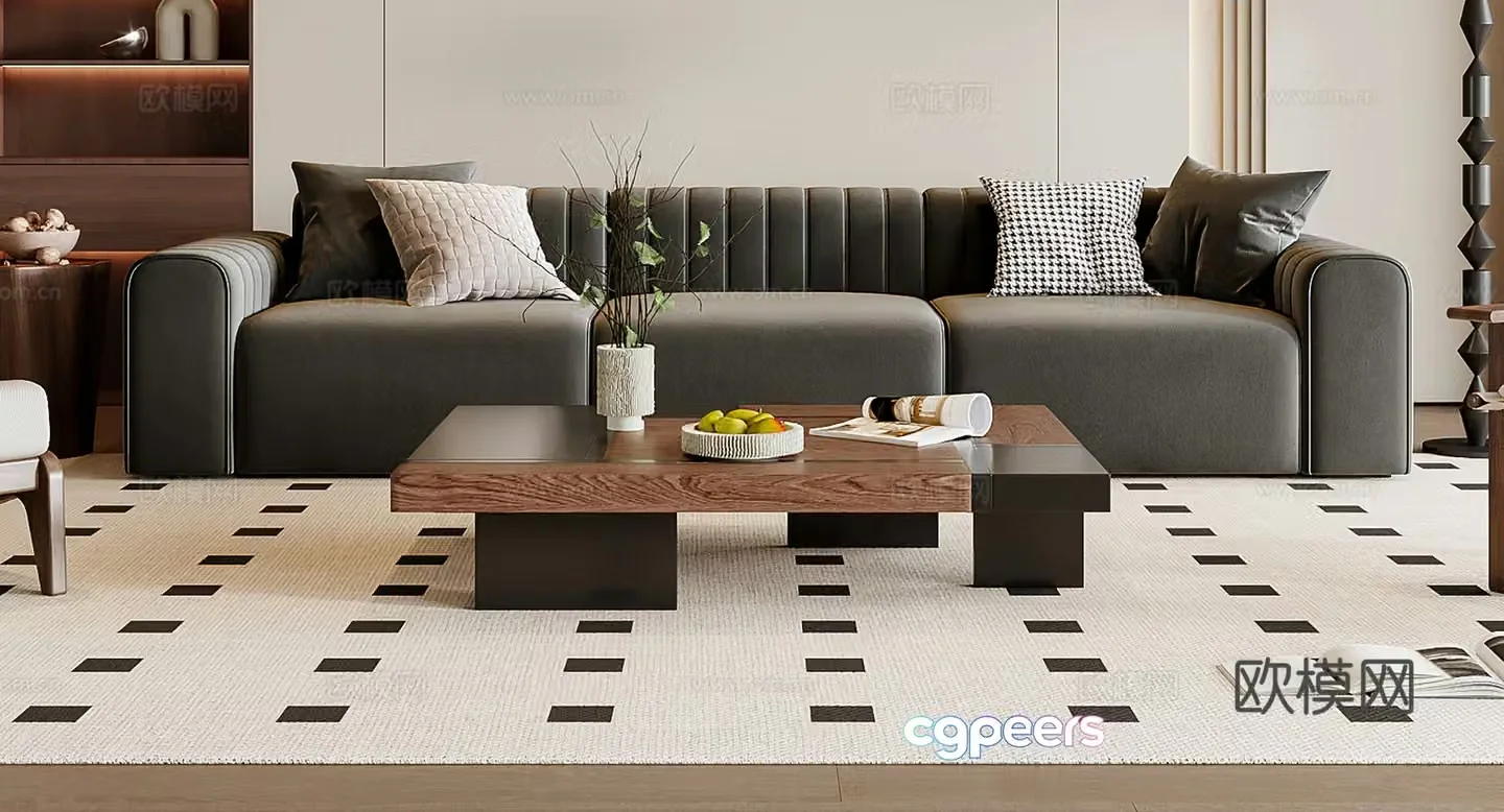 Medieval style three-person sofa 3D model