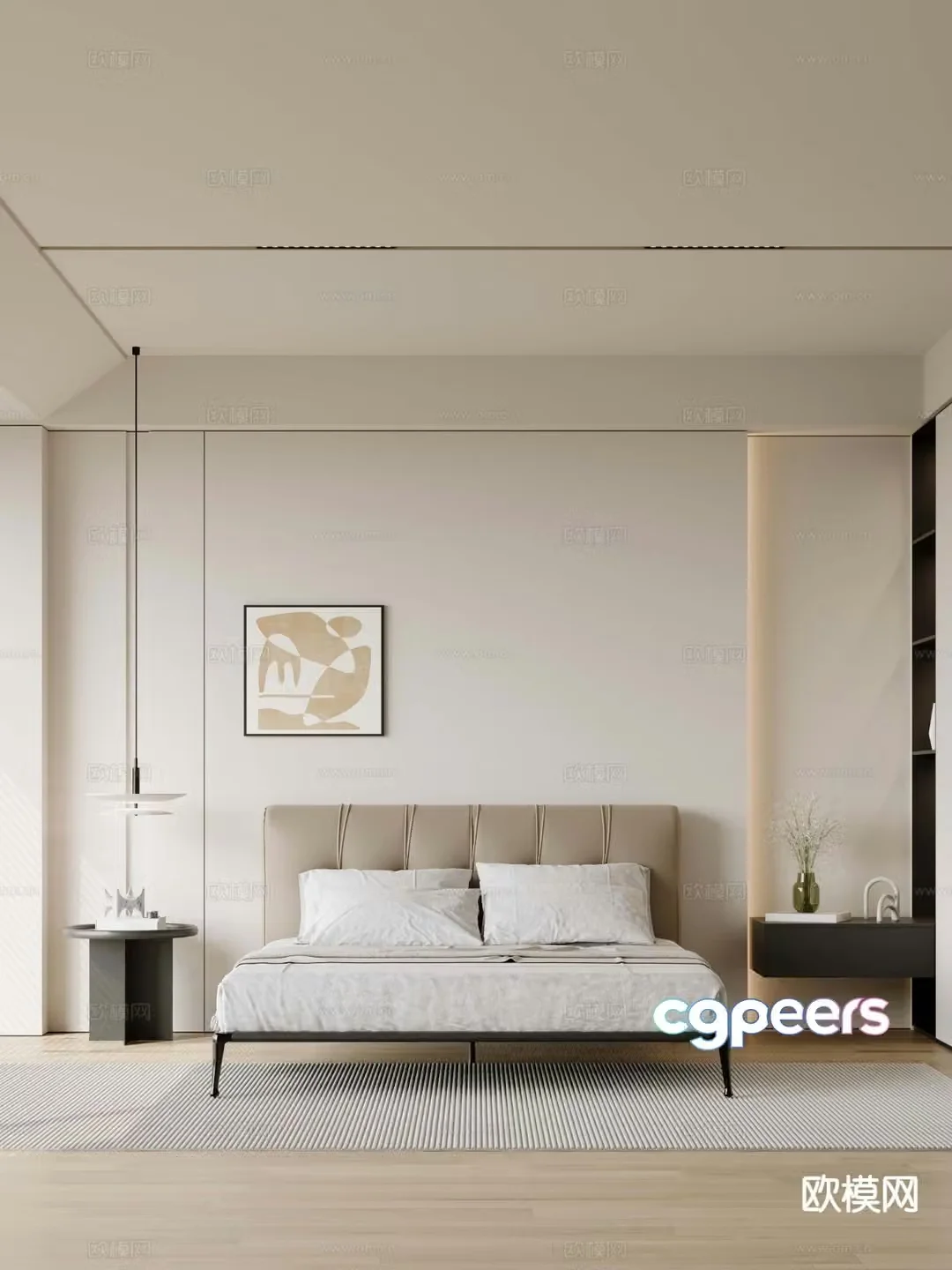 Italian double bed 3d model