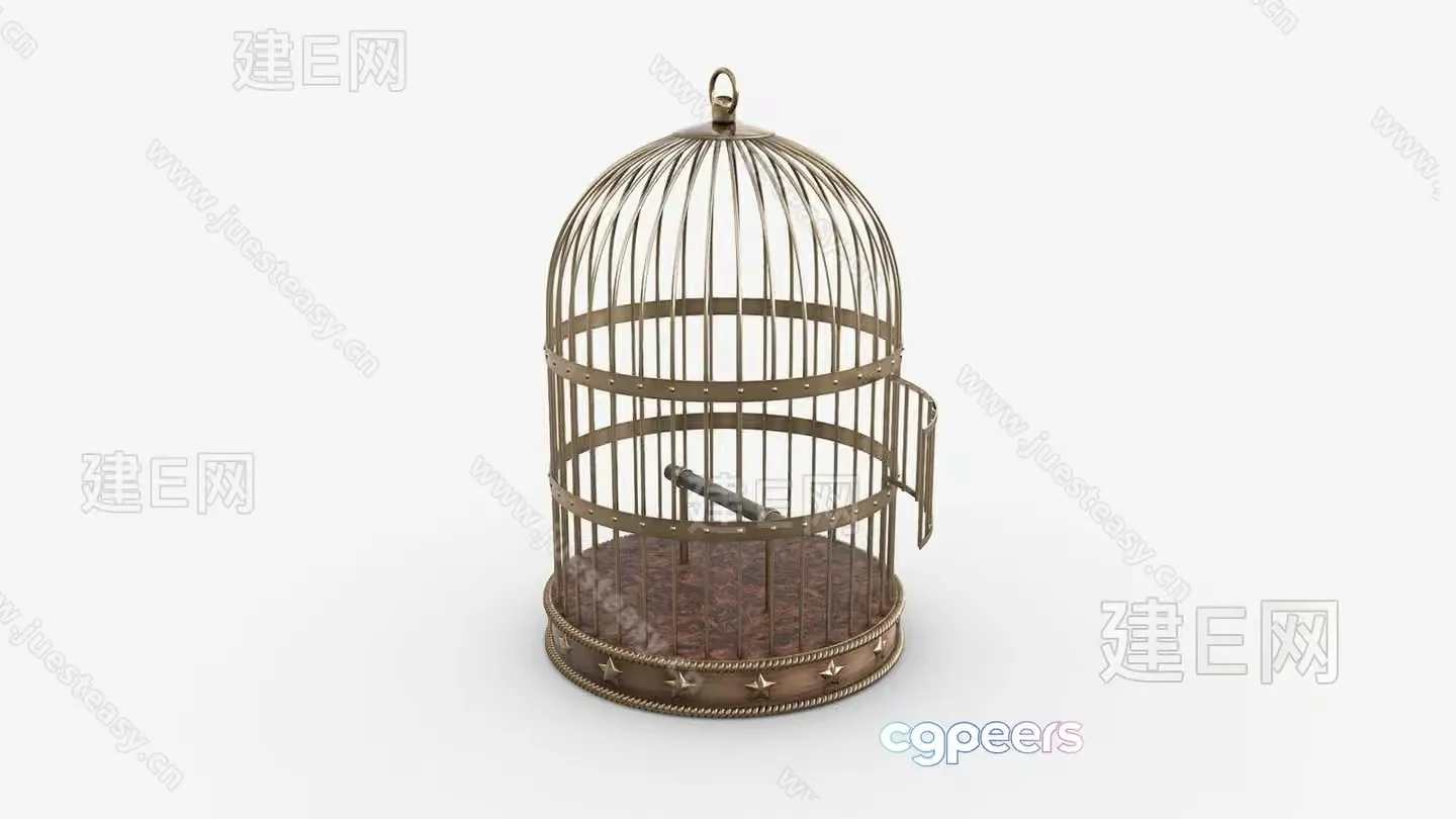 A Gold Birdcage 3D Model – 10819 – VRAY Render