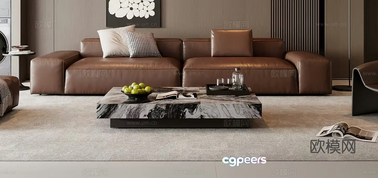 Italian sofa coffee table combination 3D model