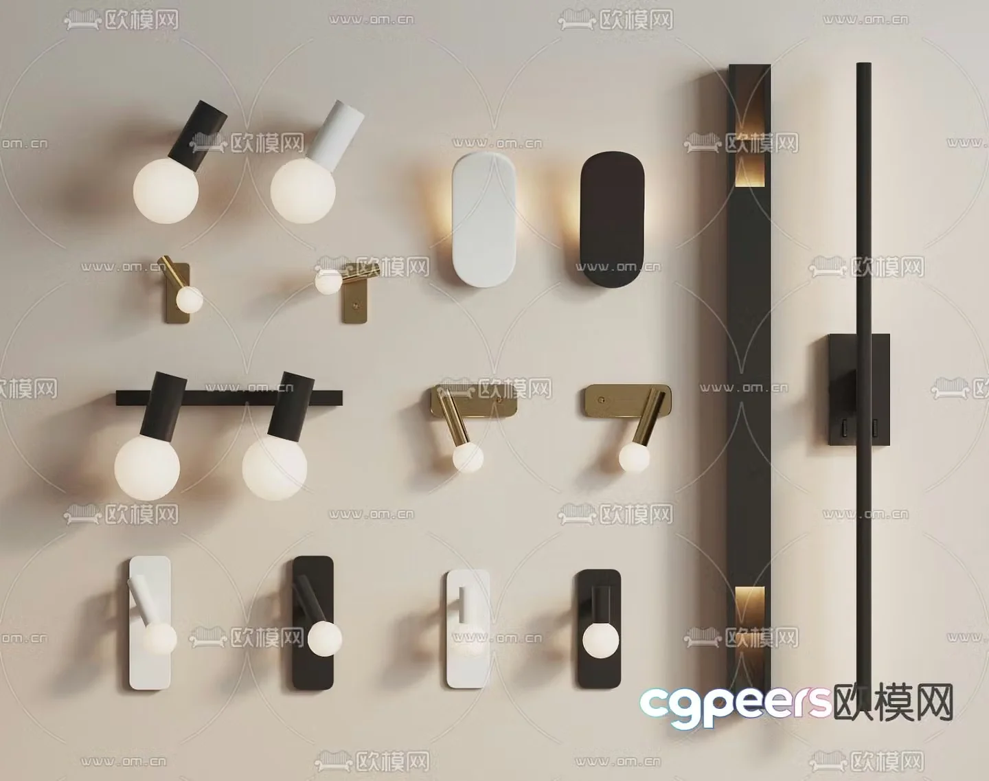 Simple wall light linear wall light wall light 3d model