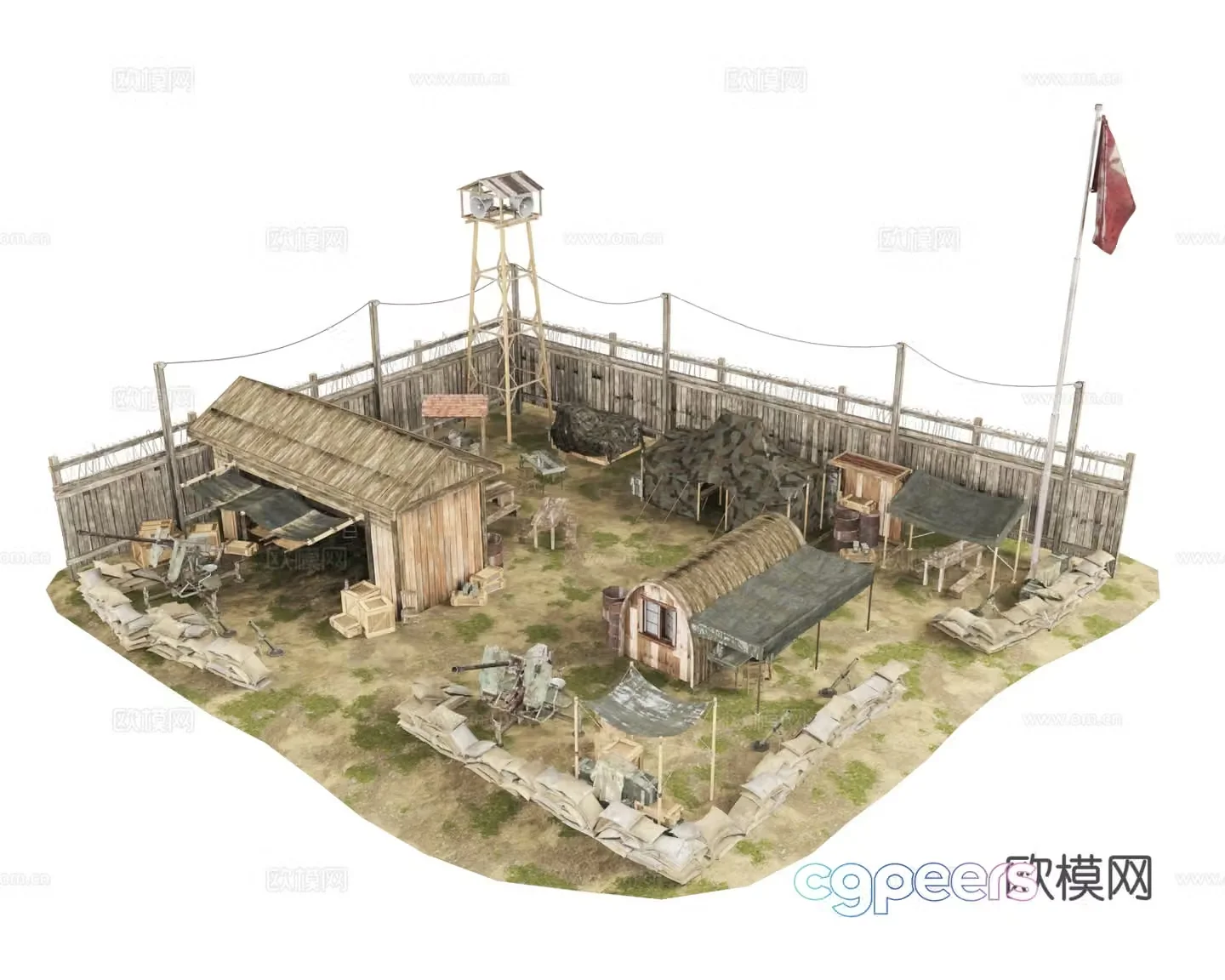 Base Camp Military Base Barracks 3d Model