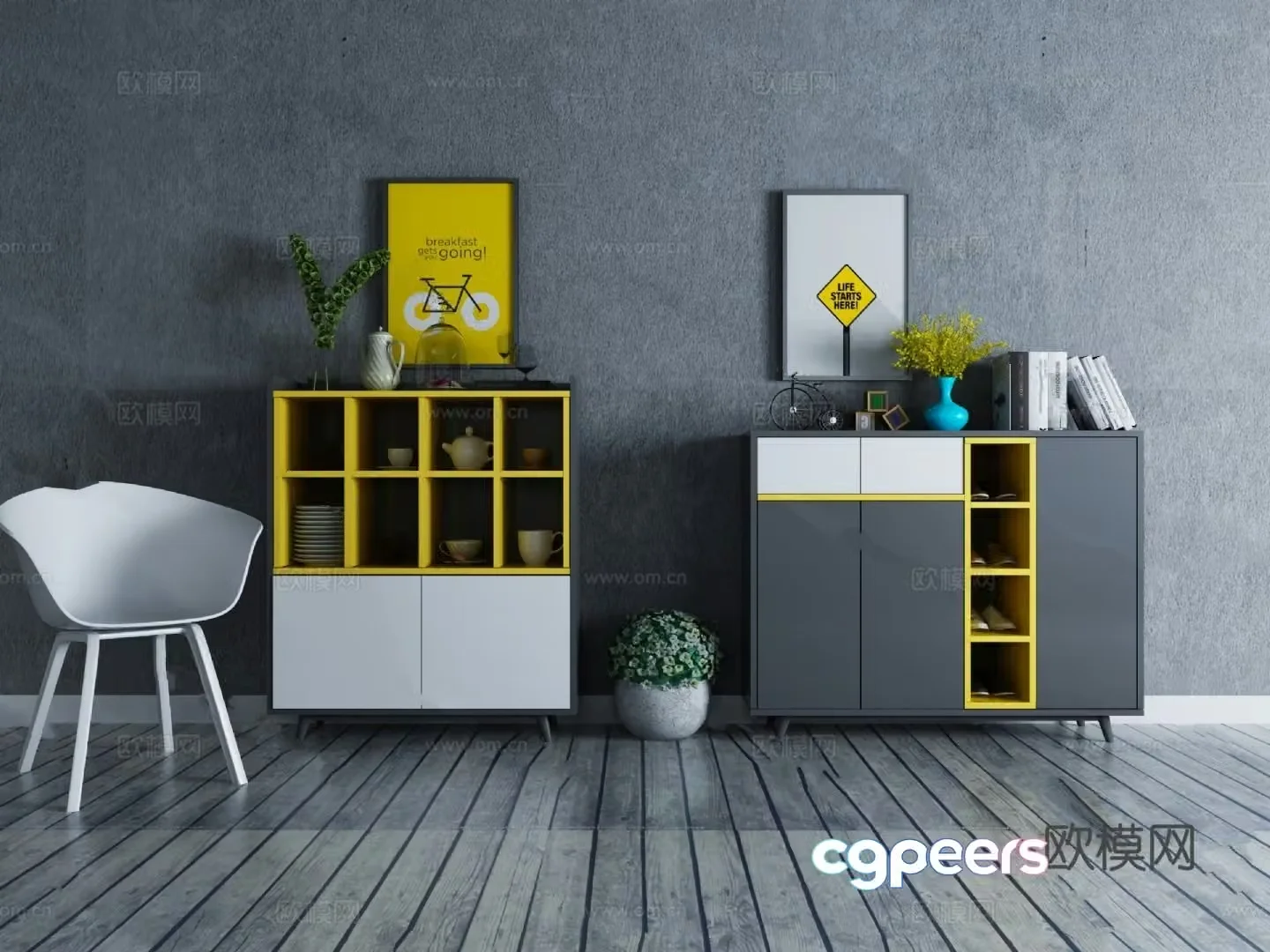 Modern decorative cabinet side cabinet 3d model