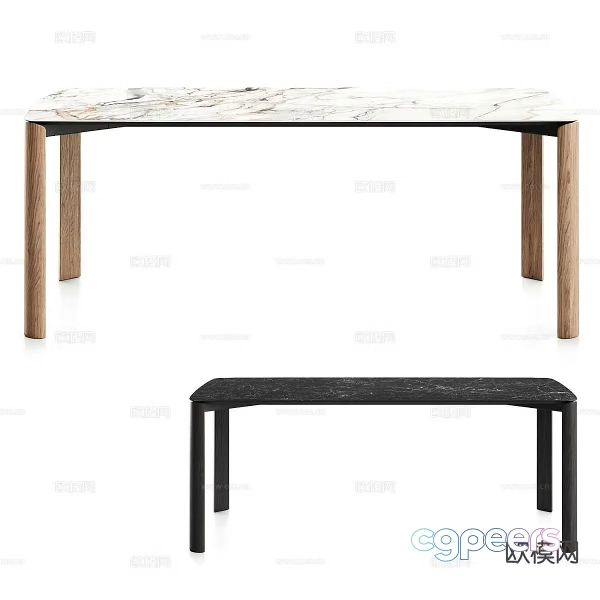 Simple dining table marble dining table 3d model