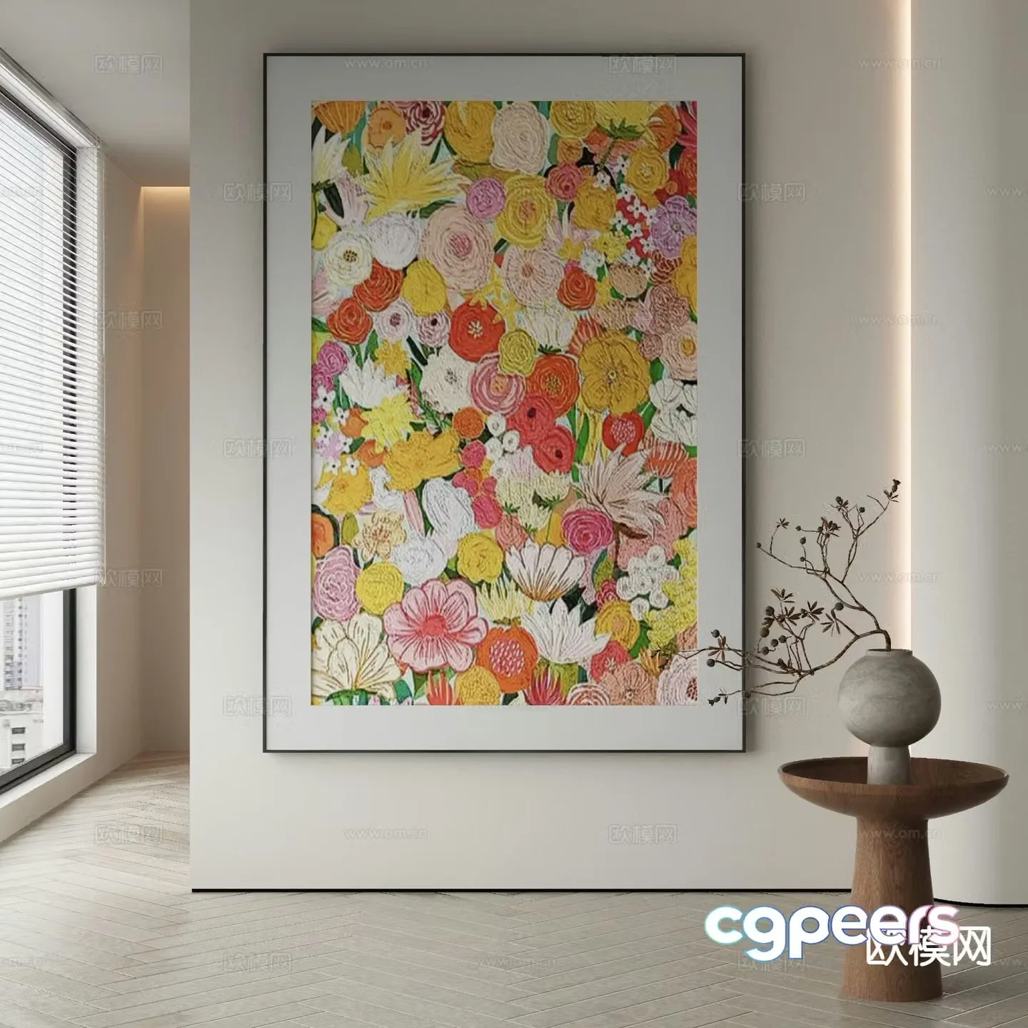 Modern decorative painting flower hanging painting 3d model